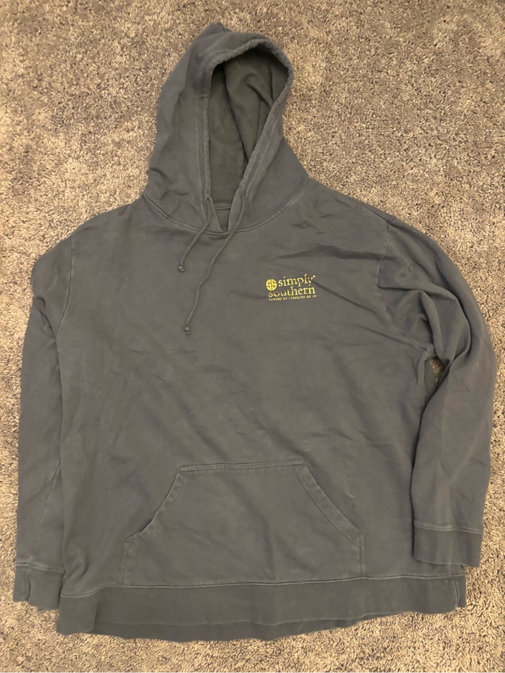 Simply Southern Women's Pullover Hoodie in Slate Gray with gold Logo